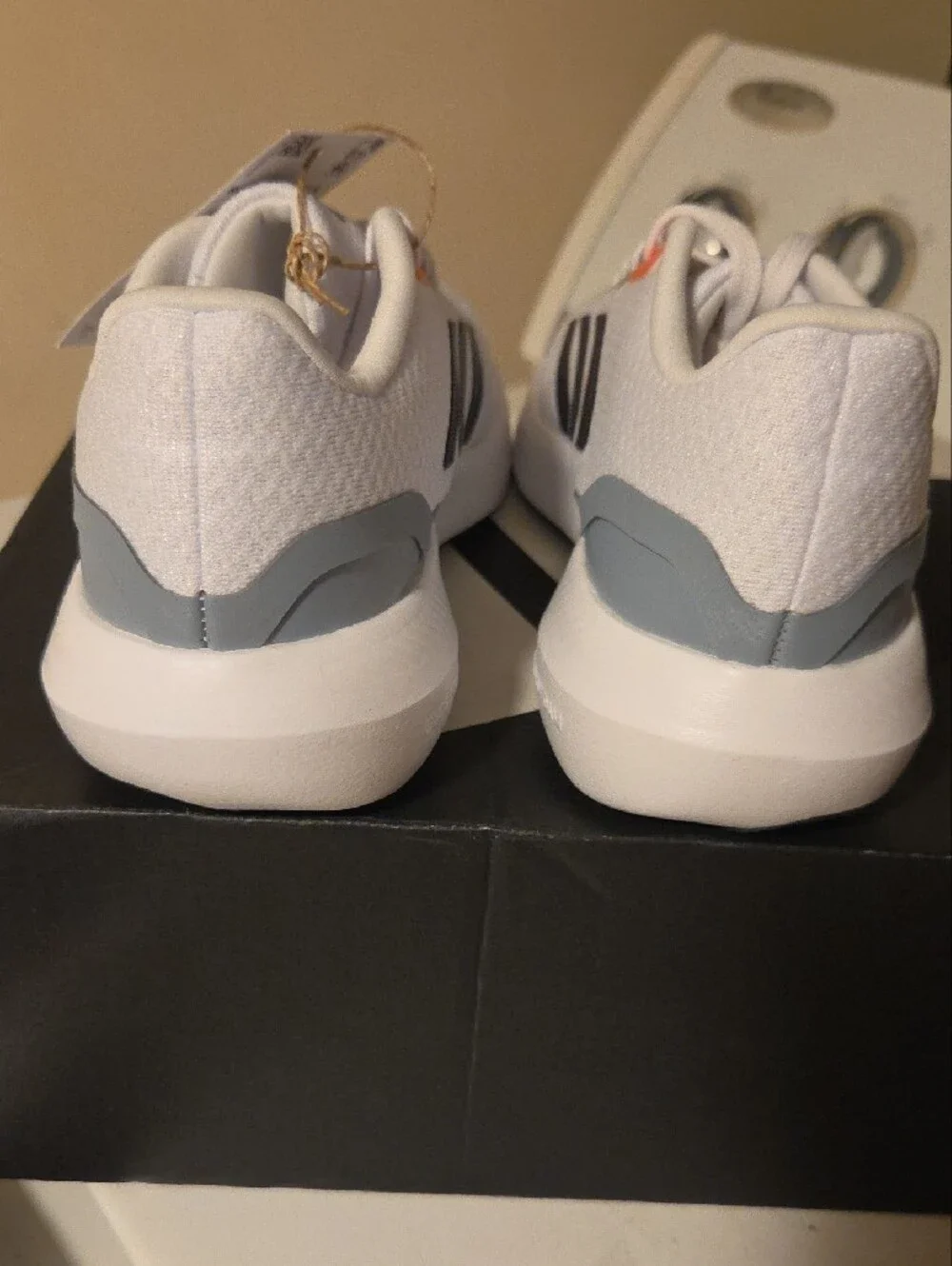 adidas Youth Runfalcon 3.0 K White Sneakers with Black Stripes and Orange Accent